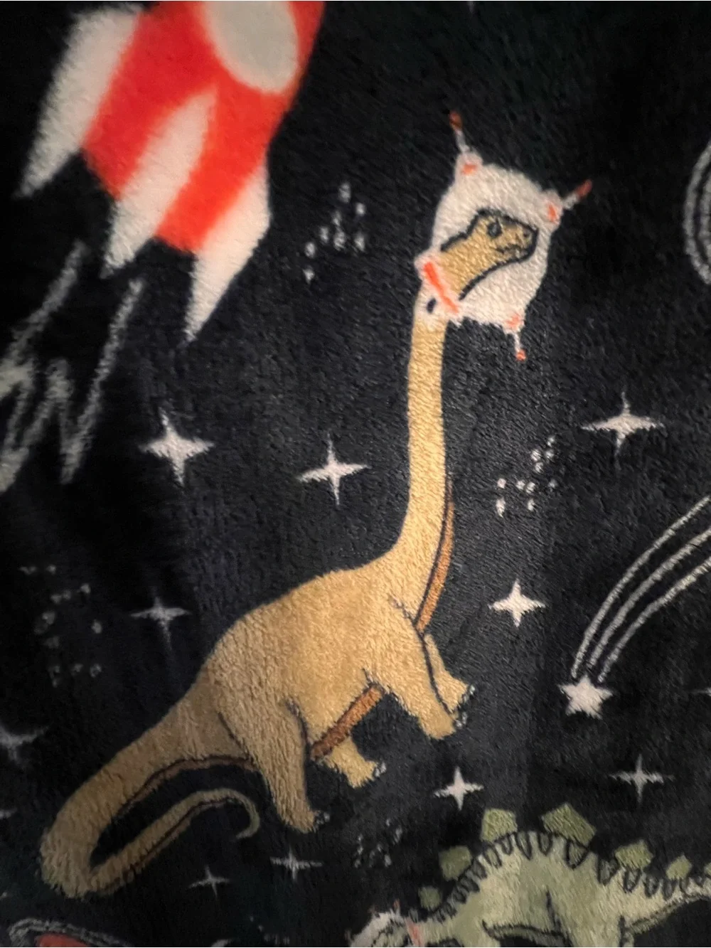 Dinosaurs in Space Velvet Plush NWT 50” by 60” throw